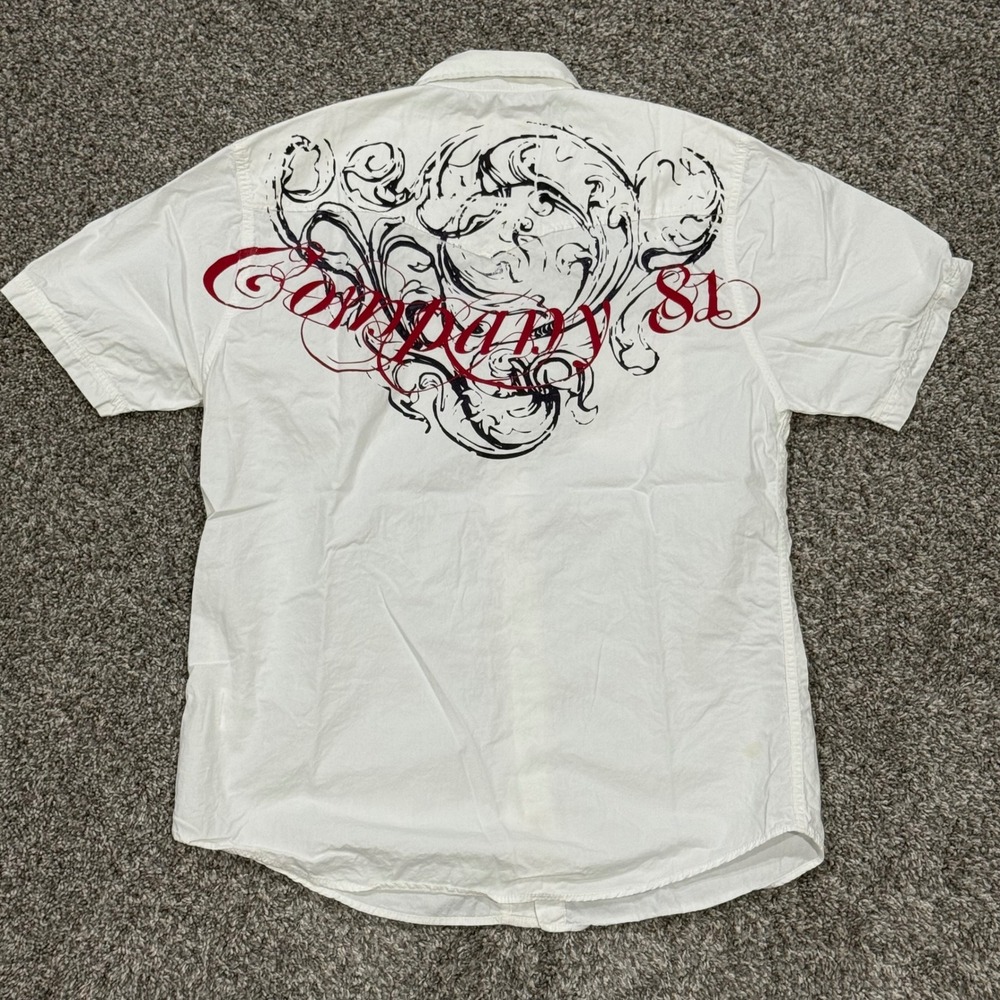 Y2K Company 81 Skater Pearl Snap Short Sleeve Graphic Western Shirt Mens Large